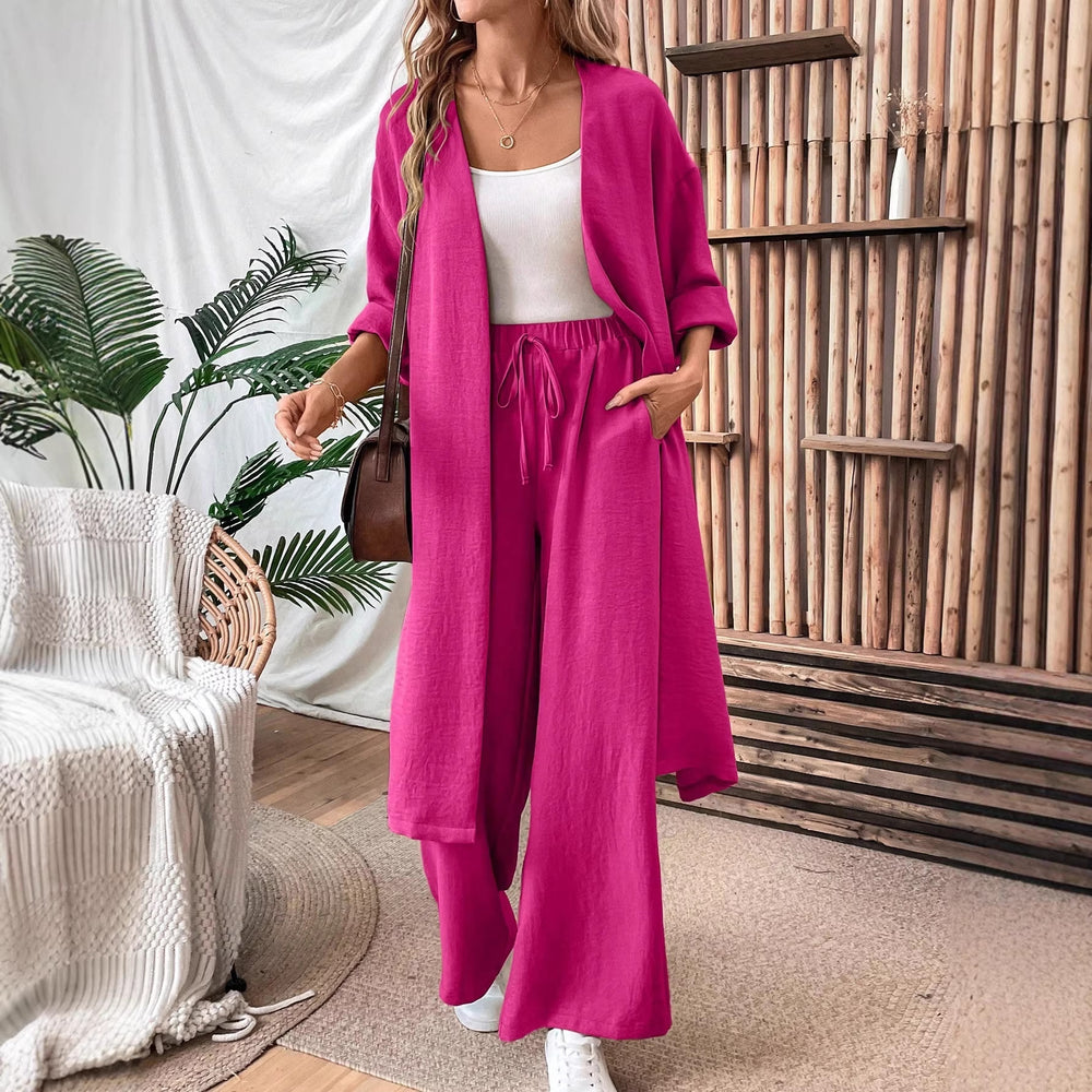Amazon cross-border fashion casual suit spring & falllongcardigantopsloose pantstwo-piece setlooseslimming look