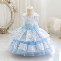 Wholesale children's dresses for export: lace floral tiered princess dress, baby girl's first birthday dress, evening gown
