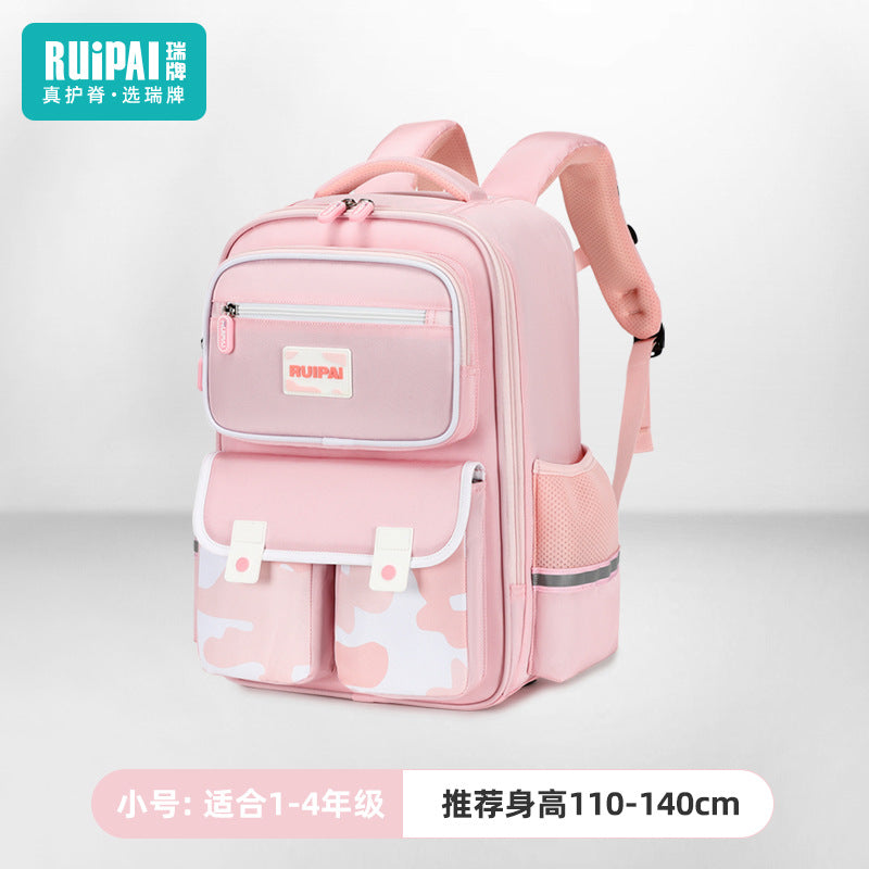 Rui brand schoolbag for primary school students in grades 3-6, ultra-lightweight burden reduction, water-proof children's spine school bag, backpack.