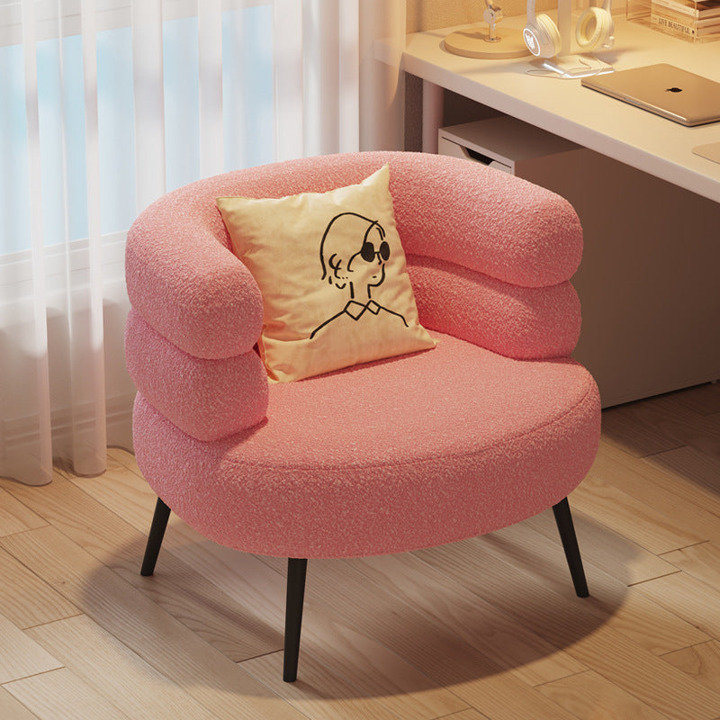 Nordic style lambswool single casual chair plaid makeup chair cute for home small sofa cross-border accessible luxury round stool