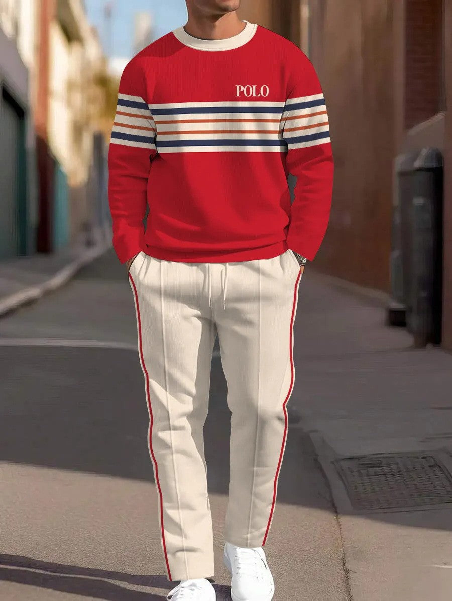 cross-border e-commerce 3d digital print men's autumn/winter new casual fitted long-sleeve hoodie and pants set