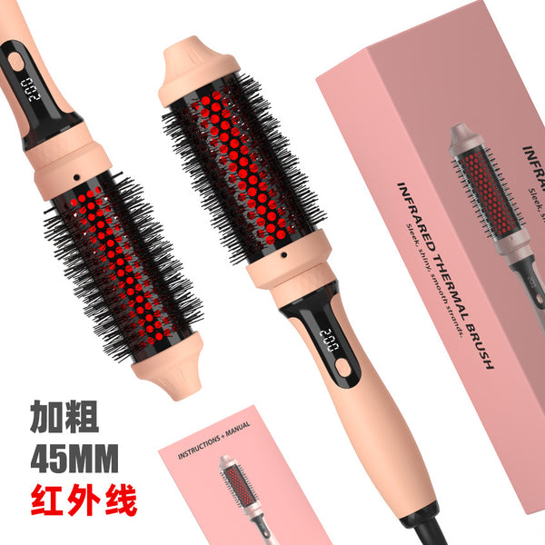 Cross-border curling iron 45mm multi-functional straight hair comb curling iron 2-in-1 straight roll dual-purpose infrared electric comb