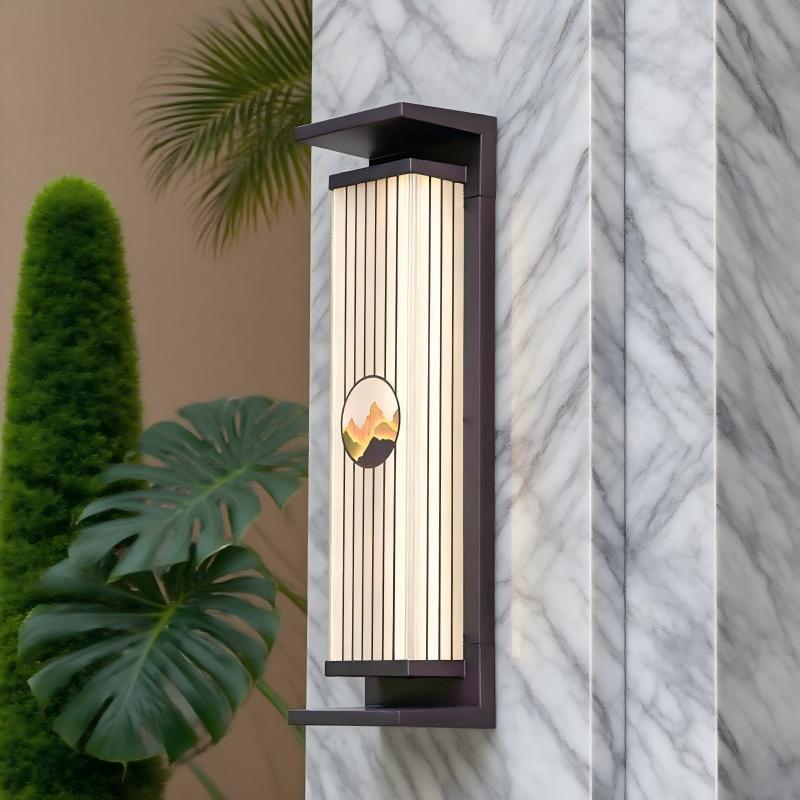 Outdoor solar wall lights for villa entryways, pillar lights, solar powered lighting, gatehouse lights, new chinese style wall sconces, courtyard lights