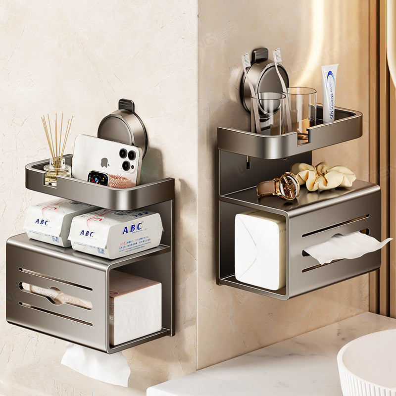 Household toilet suction cup toilet paper rack bathroom toilet tissue box non-punching wall hanging toilet paper storage box