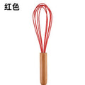 Factory in stock stainless steel handheld manual wooden handle egg whisk mixer 10inch silicone wire beech wood handle