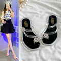 European and american fashion rhinestone smiley face flip-flops, transparent beach sandals, slimming summer outerwear, versatile casual slides