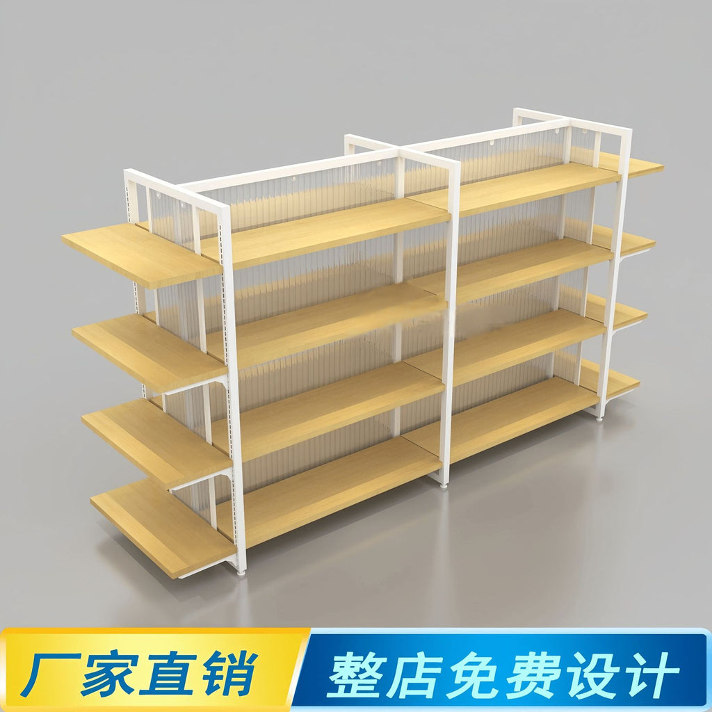 Source Factory Stationery Shelf Accessories Display Shelf Double-sided Steel and Wood Supermarket Container Display Cabinet