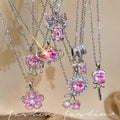 Early spring retro sparkling diamond sugar cube titanium steel necklace women's light luxury niche clavicle chain daily matching accessories wholesale