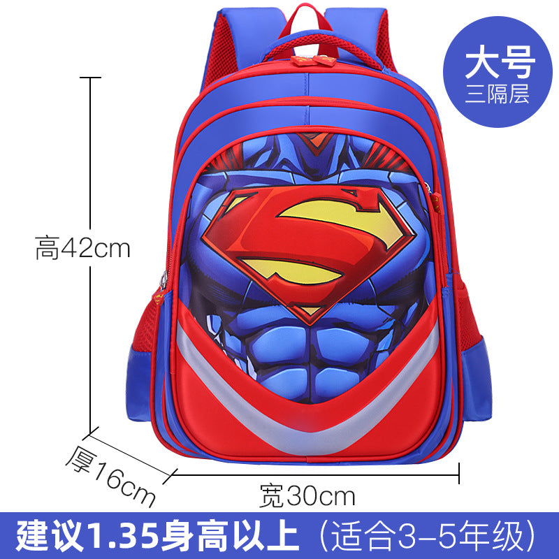 Kids' muscle design backpack - elementary school, grades 1-6, boys' cartoon backpack, breathable and lightweight
