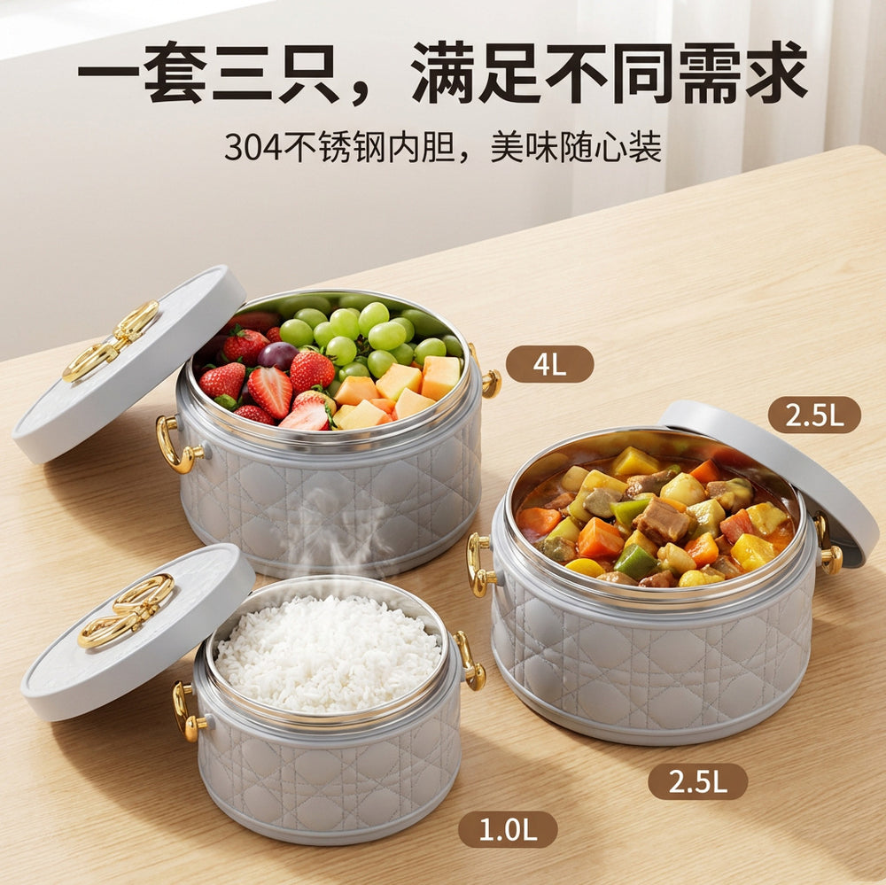 Export hot selling food warmer 3pcs sealed and leak-proof 1.0l2.5l4l large capacity insulated lunch box tableware