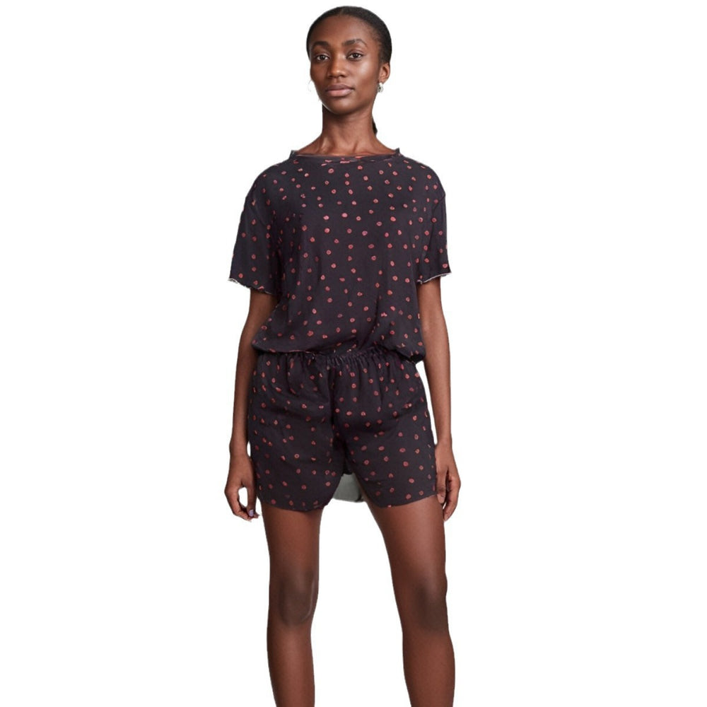 spring/summer new fashion heart print short sleeve & shorts pajama set - cross-border breathable loungewear for women - wholesale