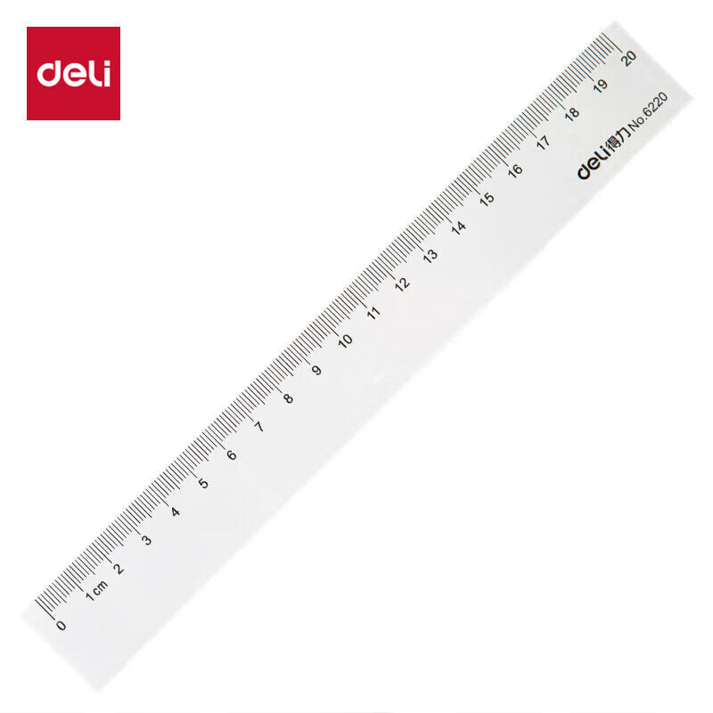 Deli 6220 ruler 20cm ruler, transparent ruler, student stationery ruler, scale office supplies