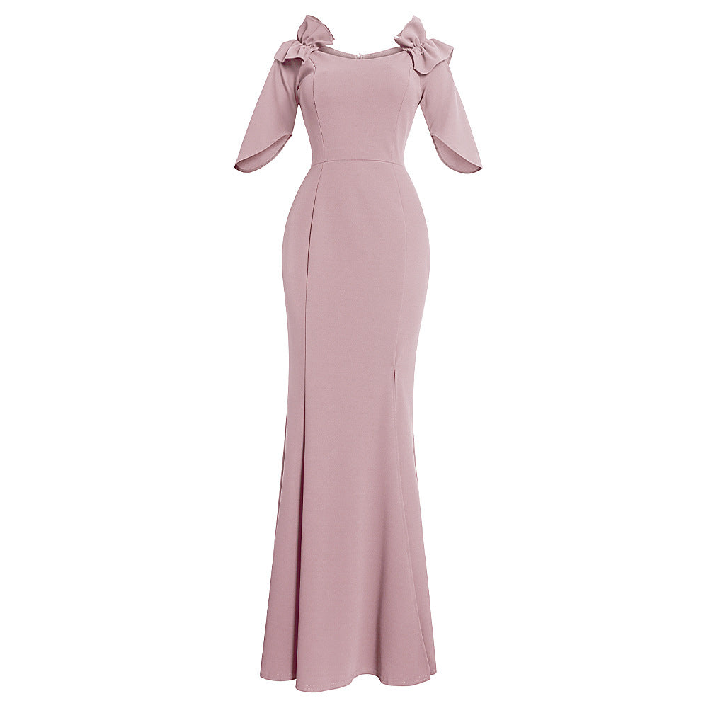 European and american export african women's evening gown elegant long one-shoulder mermaid host dress long skirt