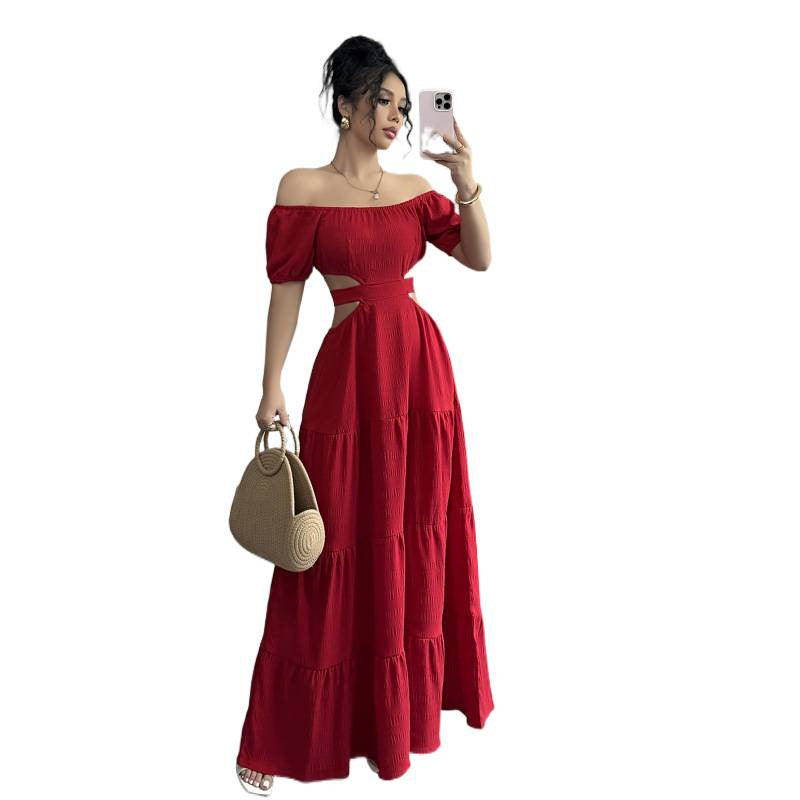 Aliexpress 1688 independent station in stock elegance backless bows waist women's dress