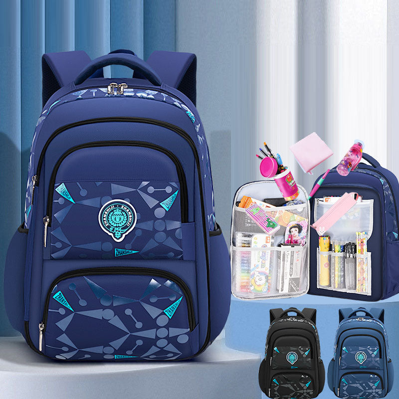 Manufacturer customizes primary school school bags for grades 1-6, refrigerator door-opening type, logo change,  wholesale, and double shoulders to reduce the burden