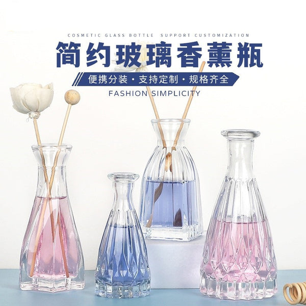 Wholesale fireless aromatherapy bottle empty bottle DIY rattan volatile diffuser glass bottle accessories Nordic ins style retro vase