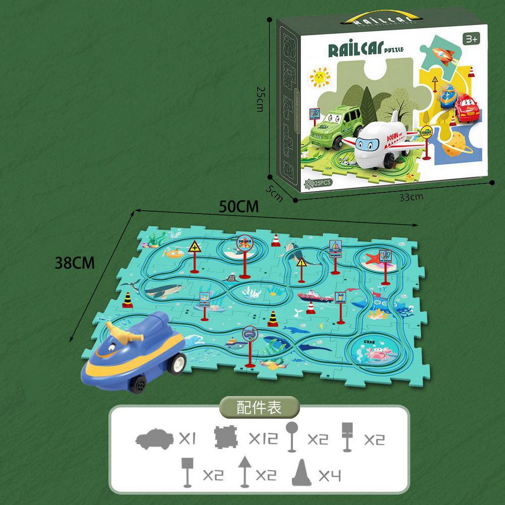 puzzle track car diy free assemble multi-scene map track electric car kids educational toy