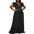 Amazon european and american women's summer new fashion patchwork sexy pleated high waist loose wide leg pants foreign trade jumpsuit