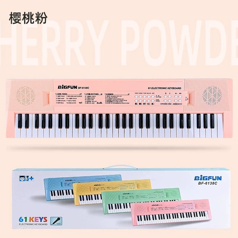 Children's beginner electronic piano, 61-key keyboard, multifunctional musical toy for boys and girls, electronic keyboard with microphone