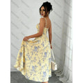 Amazon fashion sexy elegant spaghetti strap slit dress women's summer new arrival slimming a-line dress