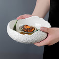 Minimalist embossed soup bowl, premium dessert bowl, ceramic tableware, restaurant high-value creative cold dish, hotel salad bowl