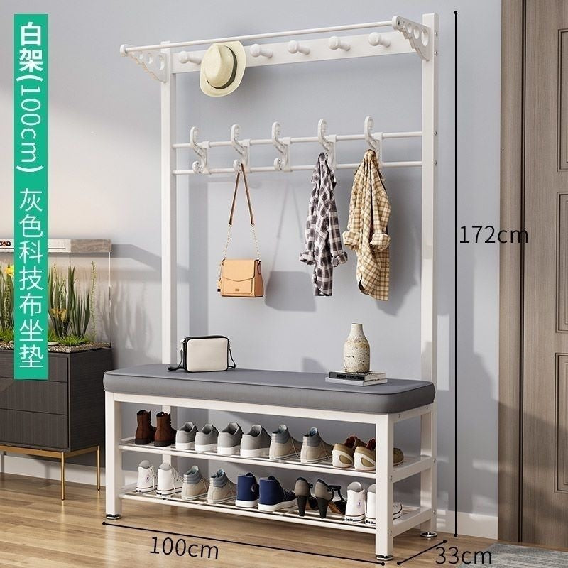 Simple shoe changing stool entrance door for home coat rack floor-standing entrance storage rack all-in-one foyer multifunctional coat rack