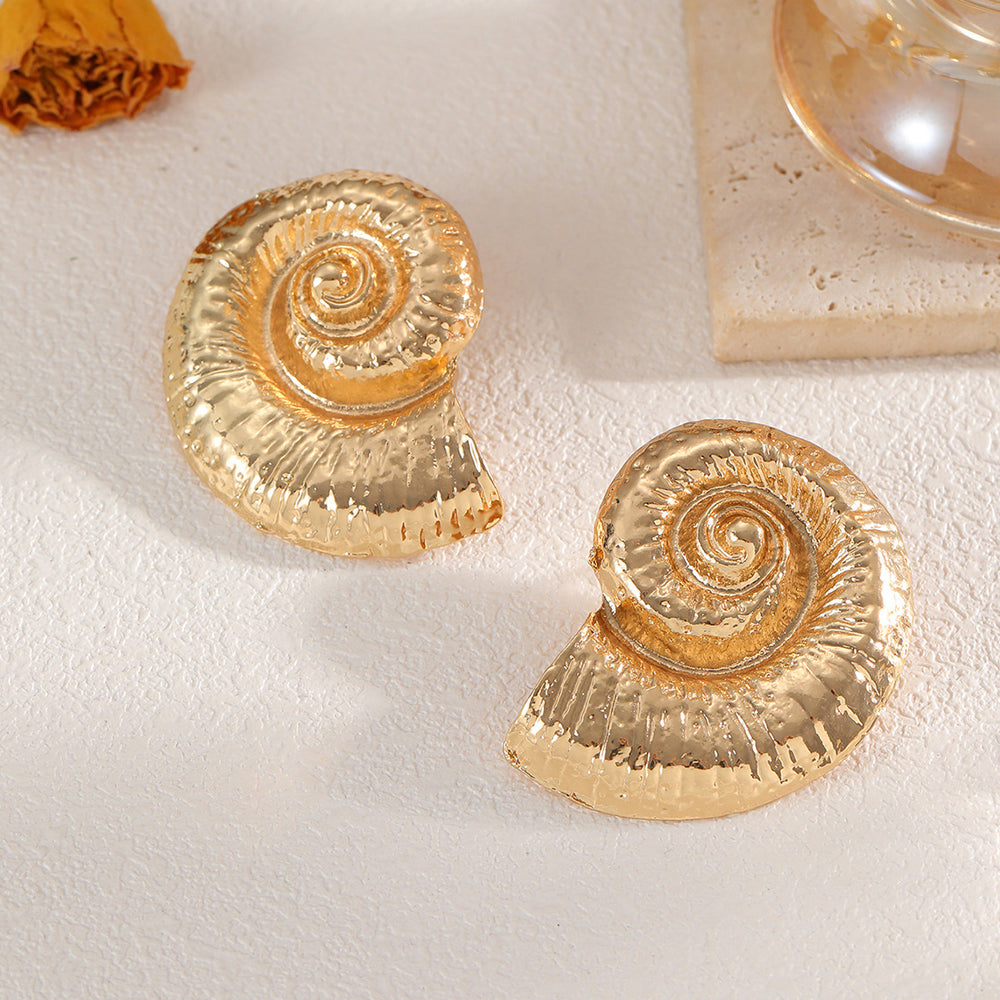 Wholesale conch earrings - european & american style, cross-border ocean jewelry, niche high-end autumn/winter retro metal threaded earrings for women