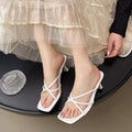 Women's slippers: new french-style high-heeled sandals for summer 2025 - wearable, single-strap, square-toe, open-toe slippers