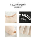 girls' three-piece set: apricot-colored cropped sweatshirt, camisole top, and high-waisted pleated mini skirt – a sporty kids' outfit
