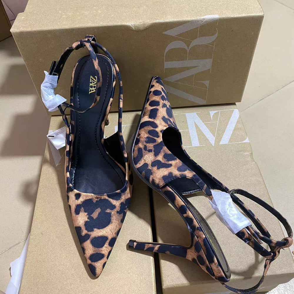 High-quality 2024 spring/summer new arrivals: yangshulin pointed-toe flat loafers for women, vintage mules with genuine leather soles and leopard print