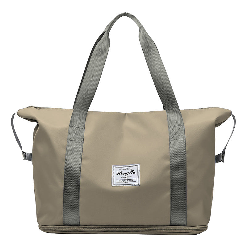 Short-haul travel bag, fashionable anti-splashing luggage bag, checked bag, large-capacity wet and dry separation sports fitness bag, women