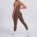 Fashion cross-border nude brushed cross back bra casual sports hip lifting pants fitness yoga clothes two-piece set