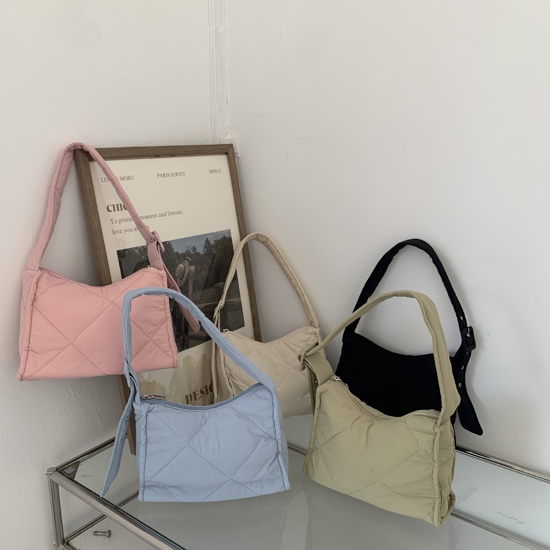 Bag Women's New Shoulder Bag Padded Cotton Rhombus Cloud Bag Underarm Bag Simple Versatile Portable Large Capacity Bag Women's Tide