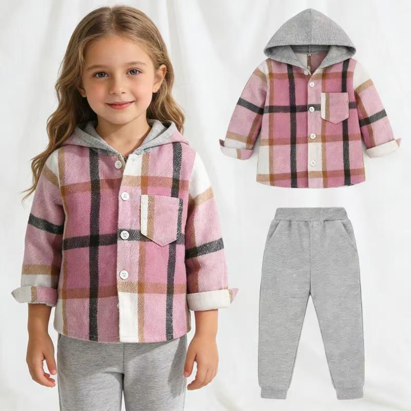 children's clothing spring & fallnew arrivalplaid hoodie boys and girlslong sleeves lapel lining suit boys plaidshirt