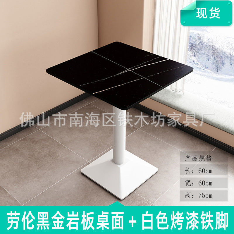 Customized commercial slate dining table simple table bar milk tea fast food restaurant canteen rectangular table apartment negotiation table and chairs
