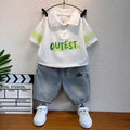 boys' short-sleeve t-shirt summer kids' half-sleeve top trendy cool boy's outfit baby casual two-piece set