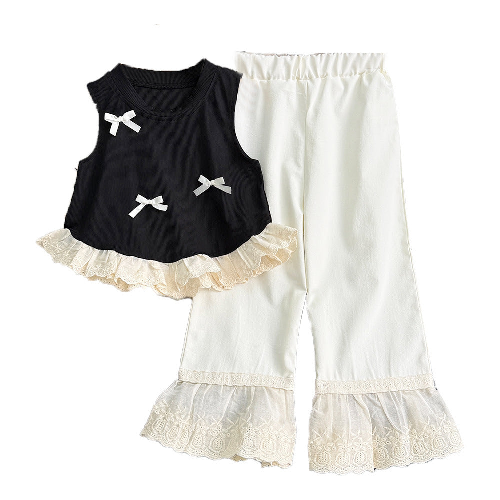 Girls' sleeveless tank top - new summer  collection - kids' clothing - bowknot lace tank top - sweet style for baby girls