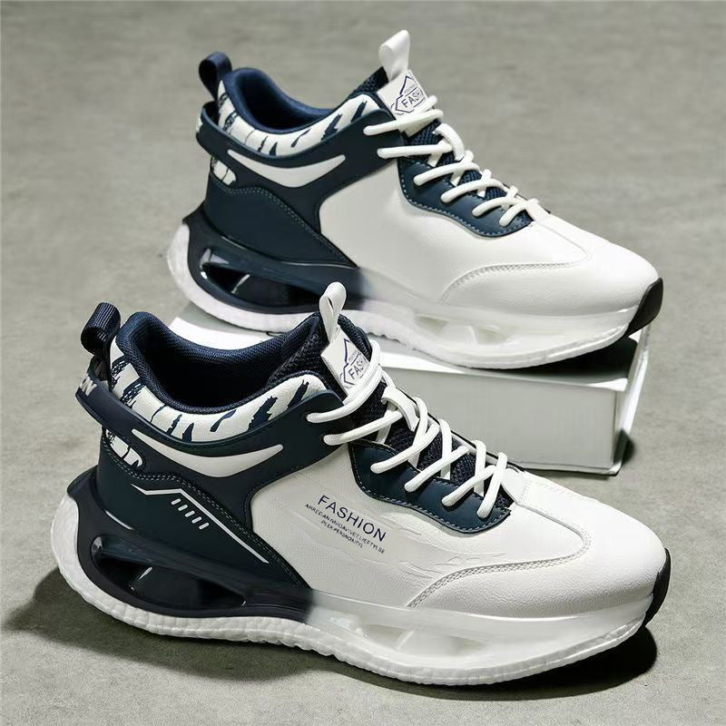 Men's 2026 spring new arrival: air cushion shock absorption, soft sole, height increasing, thickened high-top platform sneakers - trendy basketball shoes for men