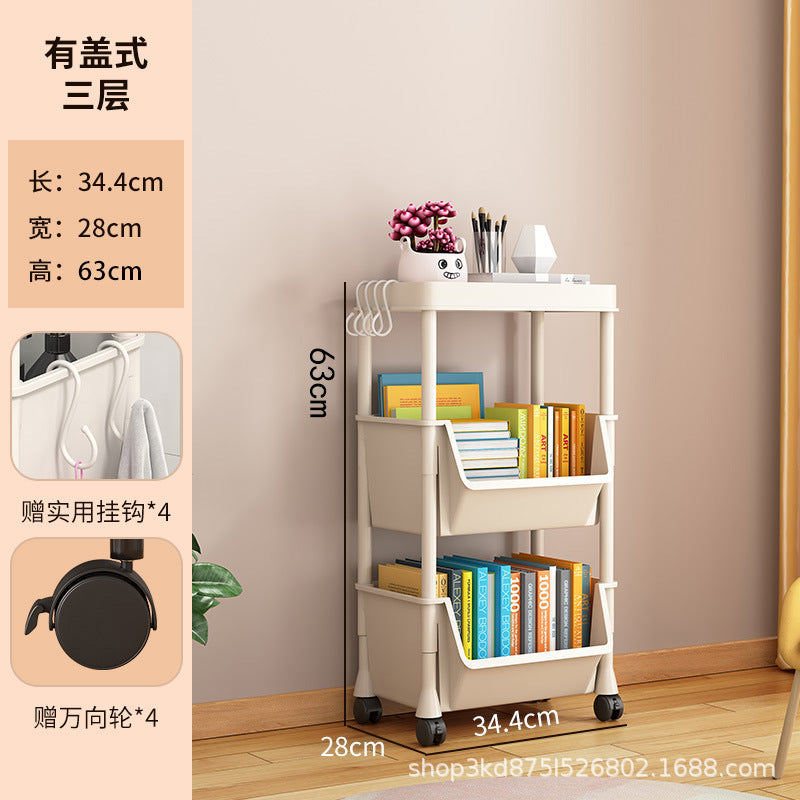 Mobile cart storage rack - multi-tier floor stand for bedroom, home, snacks, living room, bookshelf, and kitchen