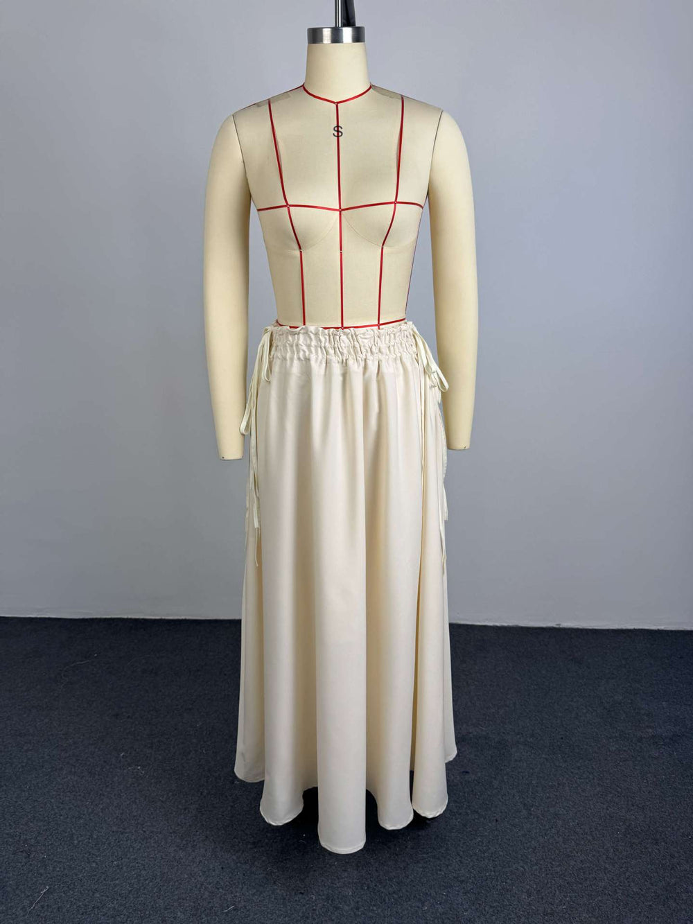 European and american cross-border women's fashion:  summer new arrival - high-waisted, slimming, tie-waist, solid color, casual, versatile, long midi skirt