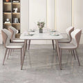 Italian style living room dining table and chair set - minimalist modern rock slab table, bench table, small apartment home rectangular table and chairs