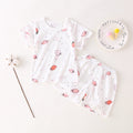 Baby short-sleeve set, one-year-old summer outfit, girls' ice silk top and shorts, lightweight summer two-piece set, 100% cotton