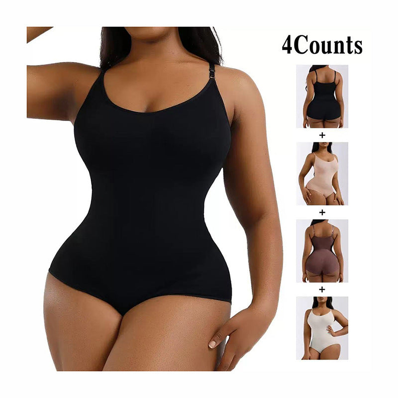 European and american plus size postpartum tummy control seamless bodysuit shapewear - one-piece shaper with waist cincher