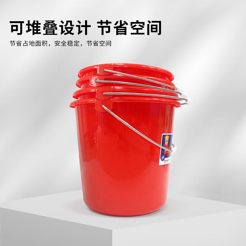 Pearl River brand thickened with lid red portable plastic storage bucket car wash bucket large car wash bucket bath laundry bucket
