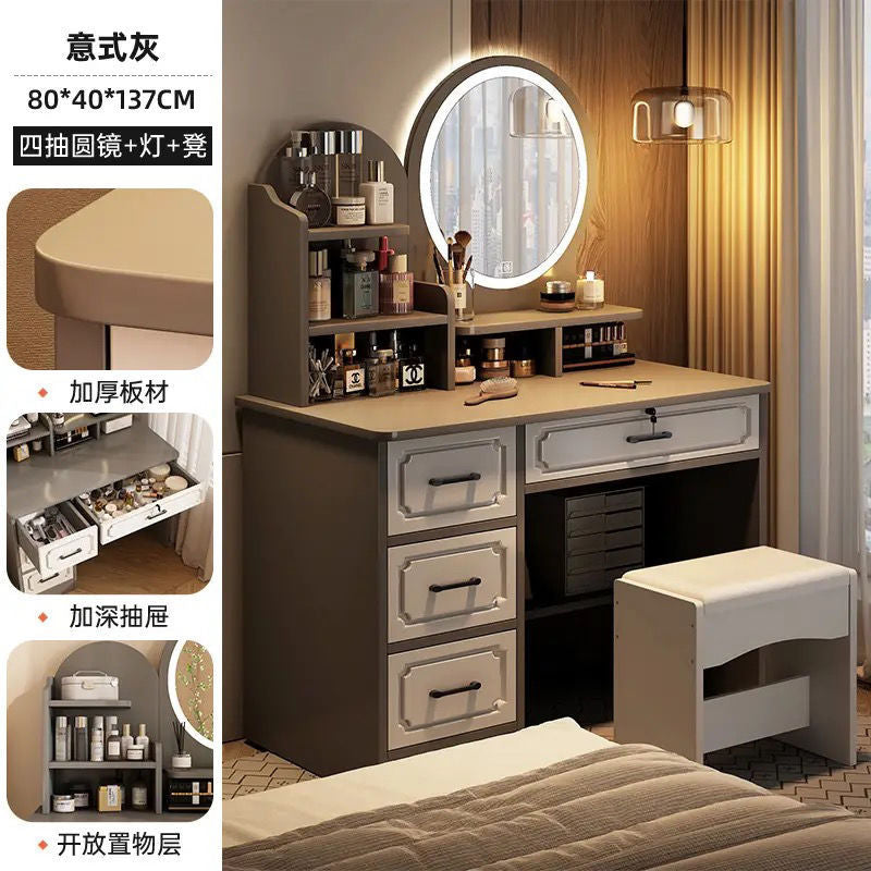 Bedroom dressing table casual modern master bedroom makeup table 2024new arrivalaccessible luxury dressing table mirror storage cabinet makeup cabinet