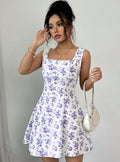 new floral print tie-waist dress for cross-border e-commerce: perfect for dates and shopping spree (, , us & european styles)