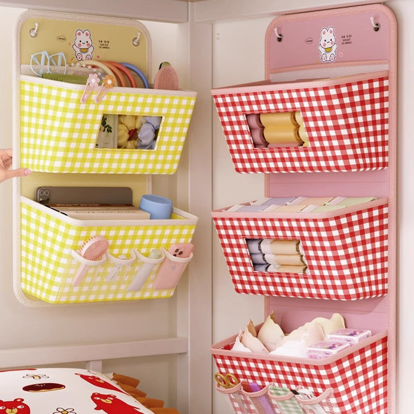 Fabric storage hanging bag Student dormitory wardrobe Bed storage bag Underwear socks Mesh pocket Door hanging storage bag