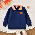 Boys' and girls' long-sleeve embroidered sports top with turn-down collar