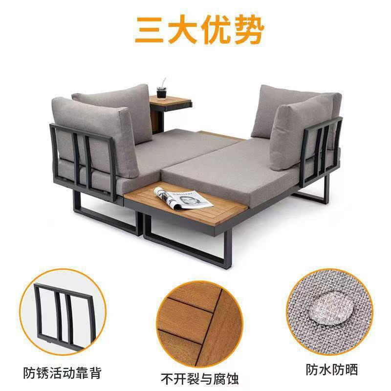 Outdoor patio sofa teak furniture garden villa indoor/outdoor waterproof sun-resistant hotel sofa set - custom manufacturer