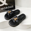 Fashionable and luxurious women's slippers: thickened, floral-embellished, indoor/outdoor, bathroom, anti-slip, summer korean style
